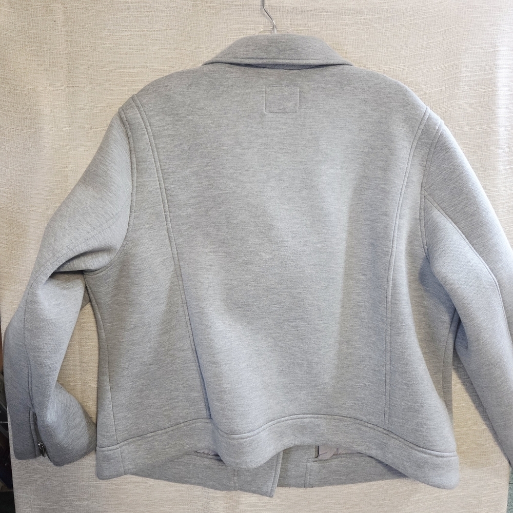 Old Navy xxl heather grey sweat shirt neoprene like moto jacket - Picture 5 of 12